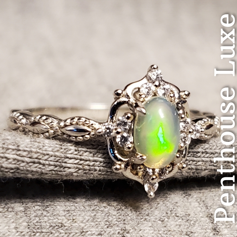 REAL Natural Opal Dome Oval Cut Sterling Silver Ring - Picture 3 of 6